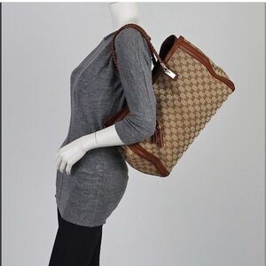 Gucci - Bella Tote Bag, Canvas with Leather Trim. Authentic